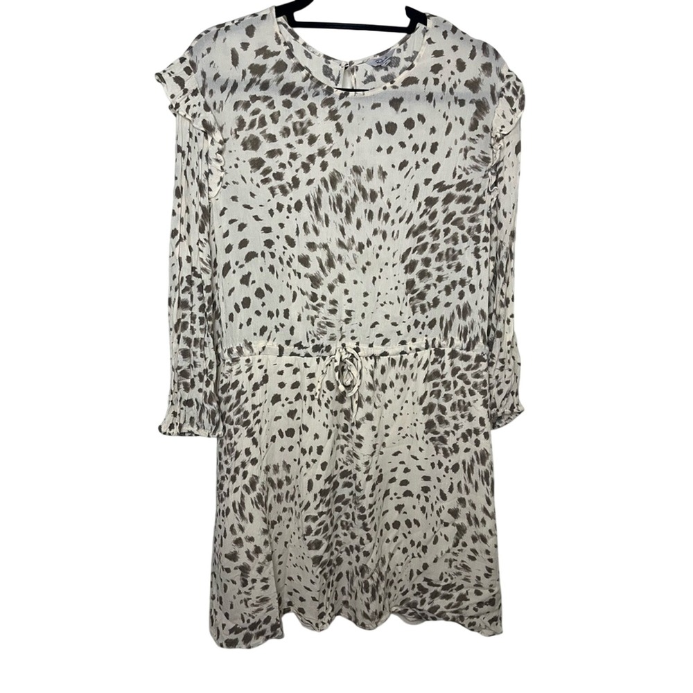 Rails Cream & Taupe Animal Print Long Sleeve Drawstring Dress XL - Picture 6 of 9